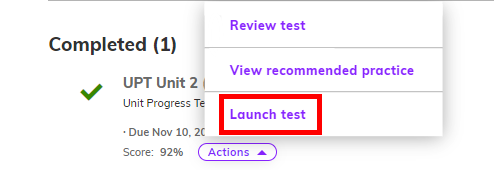 Screenshot highlighting the Launch test option from the menu.png