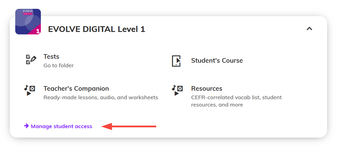Screenshot showing the Manage student access option.png