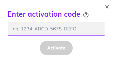 Screenshot showing the activation code entry field with the 'Activate' button visible.png