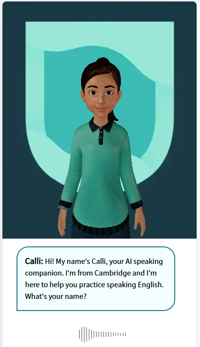 Screenshot showing calli the speaking companion