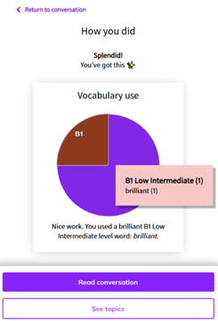 End result screen with pie chart.png